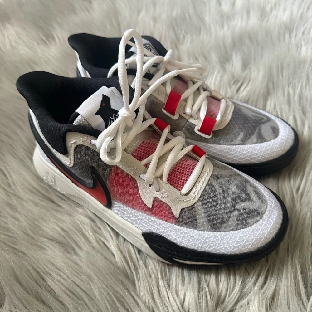 NIKE Kyrie 8 Kids Shoes in White University Red-Black Size 5Y
